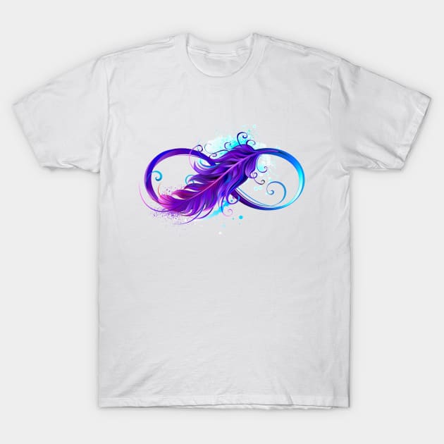 Infinity with Purple Feather T-Shirt by Blackmoon9